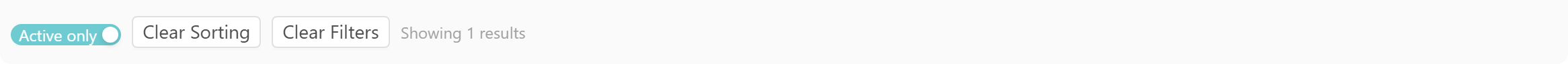 Active only / All orders toggle Switch in the table footer toolbar