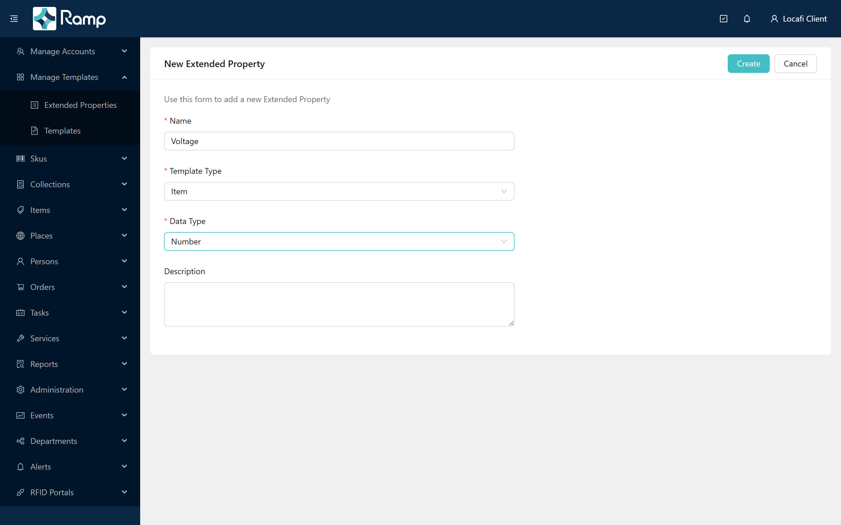 New Extended Property form filled for Voltage, ready to submit